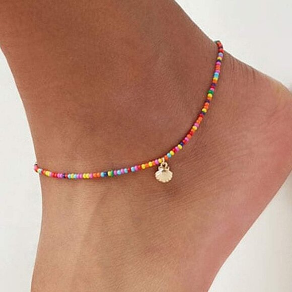 Lightweight Handmade Gold Shell Beaded Anklet & Bracelet - Perfect Gift Idea - Picture 2 of 9